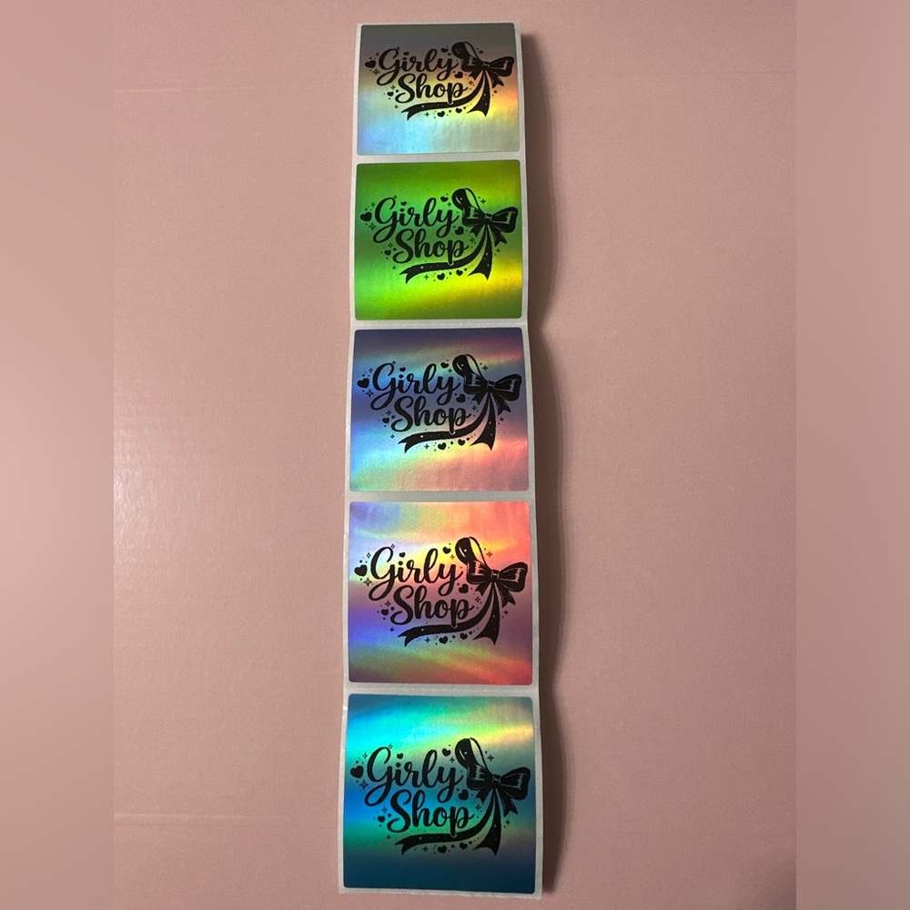 50 ct. Custom 2”x2” Holographic Multi-Color Rainbow Square Sticker Labels